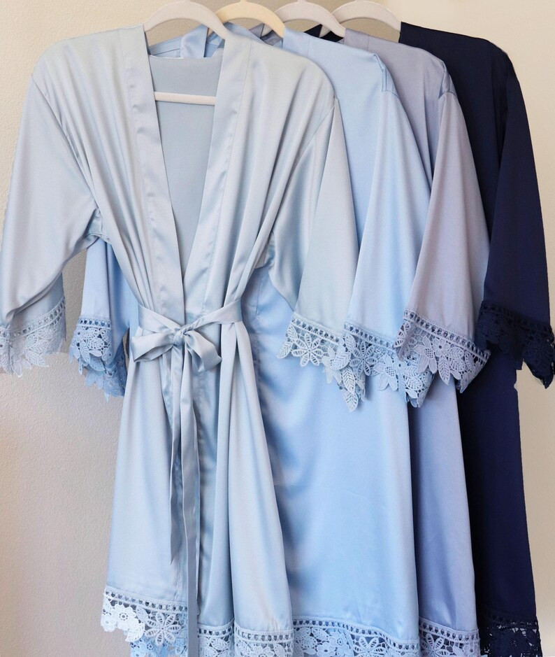 Light Blue Bridesmaid Robes Dusty Blue Bridesmaid Robes Navy Robes for Bridesmaids Sky Blue Brida... | Etsy (US)