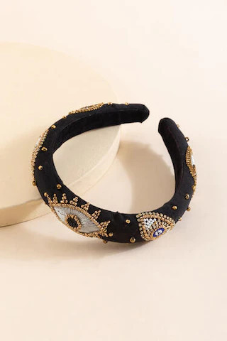 Mia Embellished Evil Eye Headband - francesca's | Francesca's