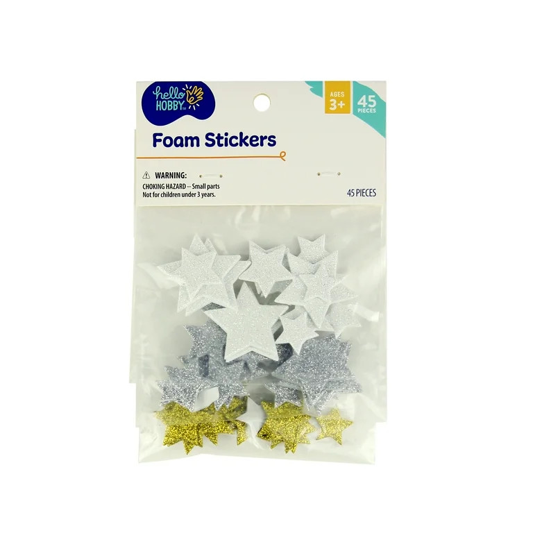 Hello Hobby Glitter Foam Star Stickers, Multicolor Die-Cut Shapes, Soft Texture | Walmart (US)
