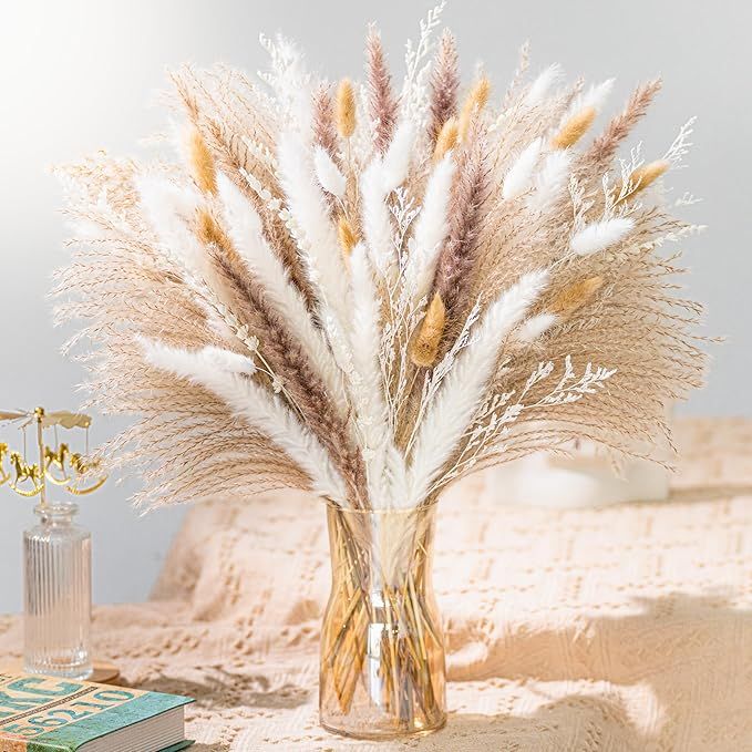 Natural Pampas Grass 8kind grass Mix Bouquet | Dried Pampas Bouquet for Wedding Boho Flowers Home... | Amazon (US)