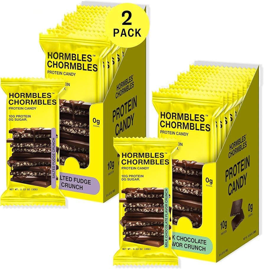 Hormbles Chormbles Protein Candy Bars Variety Bundle, Milk Chocolate & Salted Fudge Crunch, 10g P... | Amazon (US)