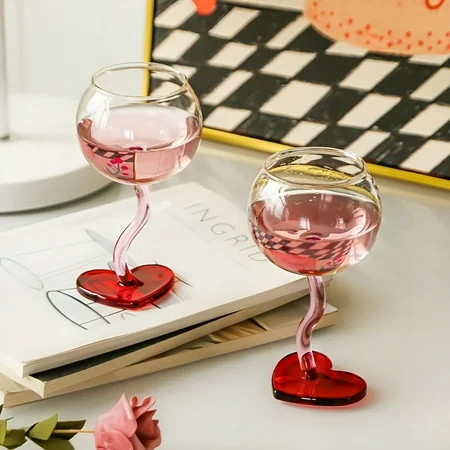 ACDANC Heart Shape Glass Goblet Mug Champagne Wine Cup High Borosilicate Glass Heat-resistance Cocktail Glass Valentine's Day Gift | Walmart (US)