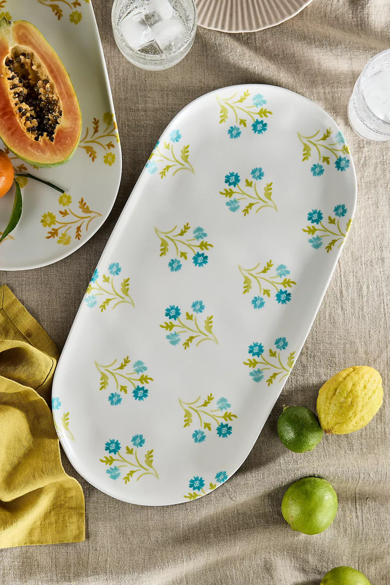 Summer Garden Melamine Platter, Green | Anthropologie (US)