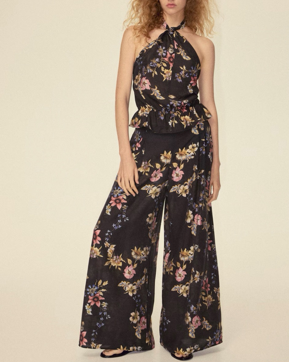Black floral halter top and pants matching set

#LTKSeasonal