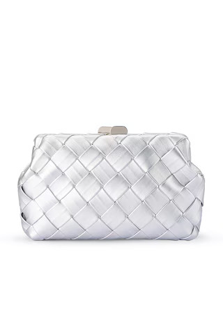 olga berg Quinn Woven Clutch in Silver from Revolve.com | Revolve Clothing (Global)