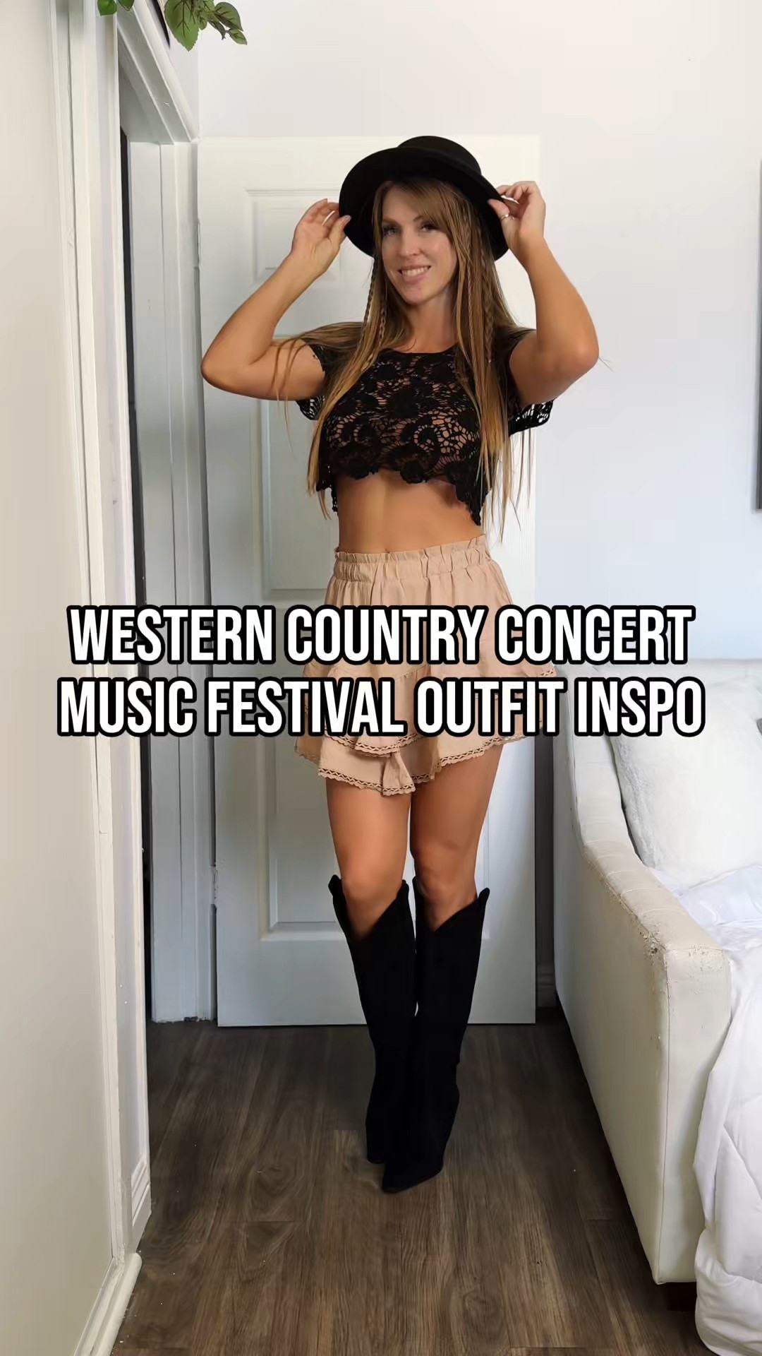 Western Country Concert Music Festival Outfit Inspo 🤠
This skort & these black cowboy boots were made for dancing & this bra is the coziest I’ve ever owned!! 

#LTKFestival #LTKShoeCrush #LTKWatchNow