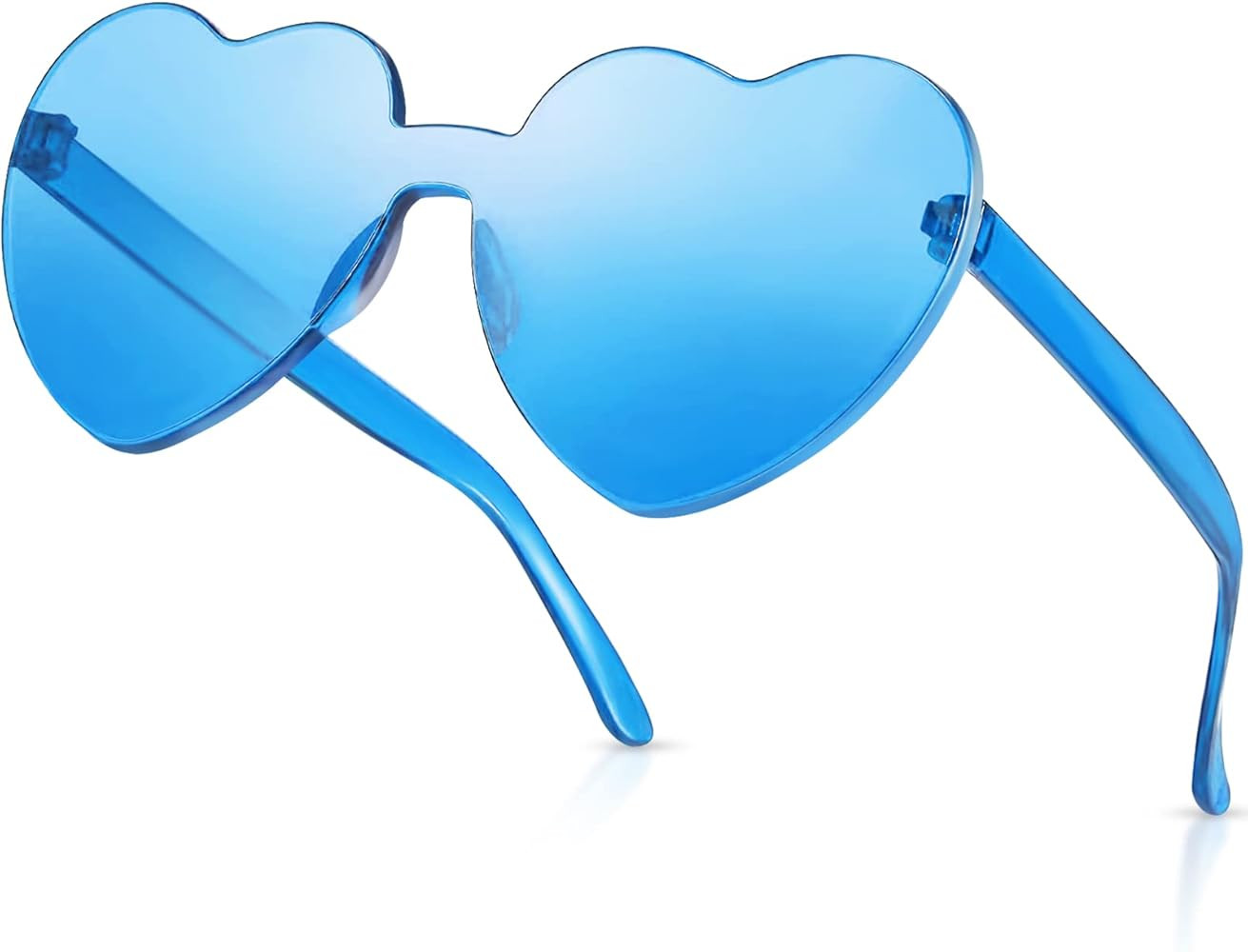 RTBOFY Heart Shaped Rimless Sunglasses Transparent Candy Color Eyewear for Women | Amazon (US)