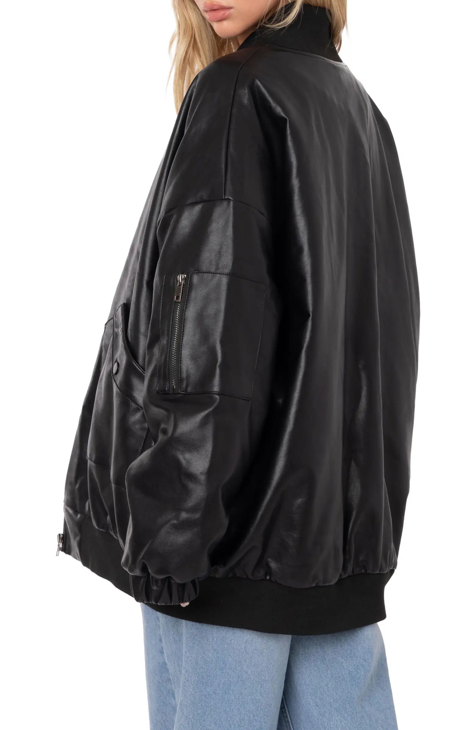 Oversize Faux Leather Bomber Jacket | Nordstrom