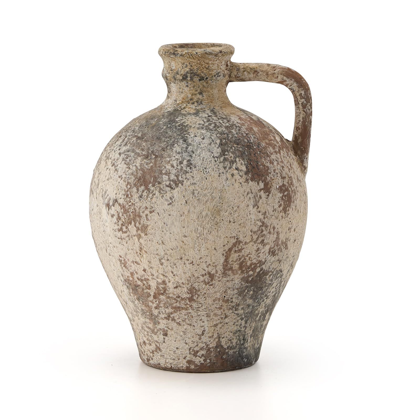 Ceramic Rustic Farmhouse Vase,8.25 inch Terracotta Vase with Handle,Neutral Clay Pot Vases Decora... | Amazon (US)