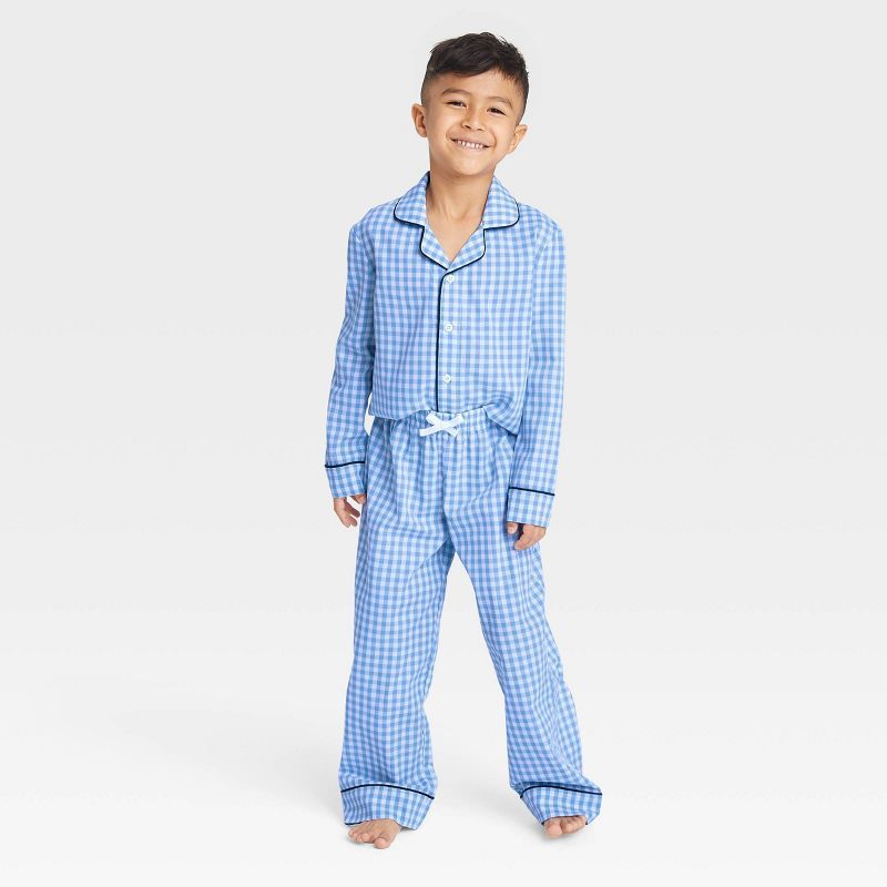 Kid's Gingham Matching Family Pajama Set - Blue | Target