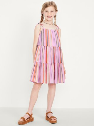 Printed Sleeveless Gauze Tiered Dress for Girls | Old Navy (US)