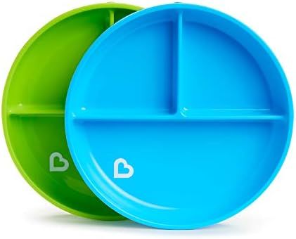 Munchkin Stay Put Divided Suction Plates, Blue/Green | Amazon (US)