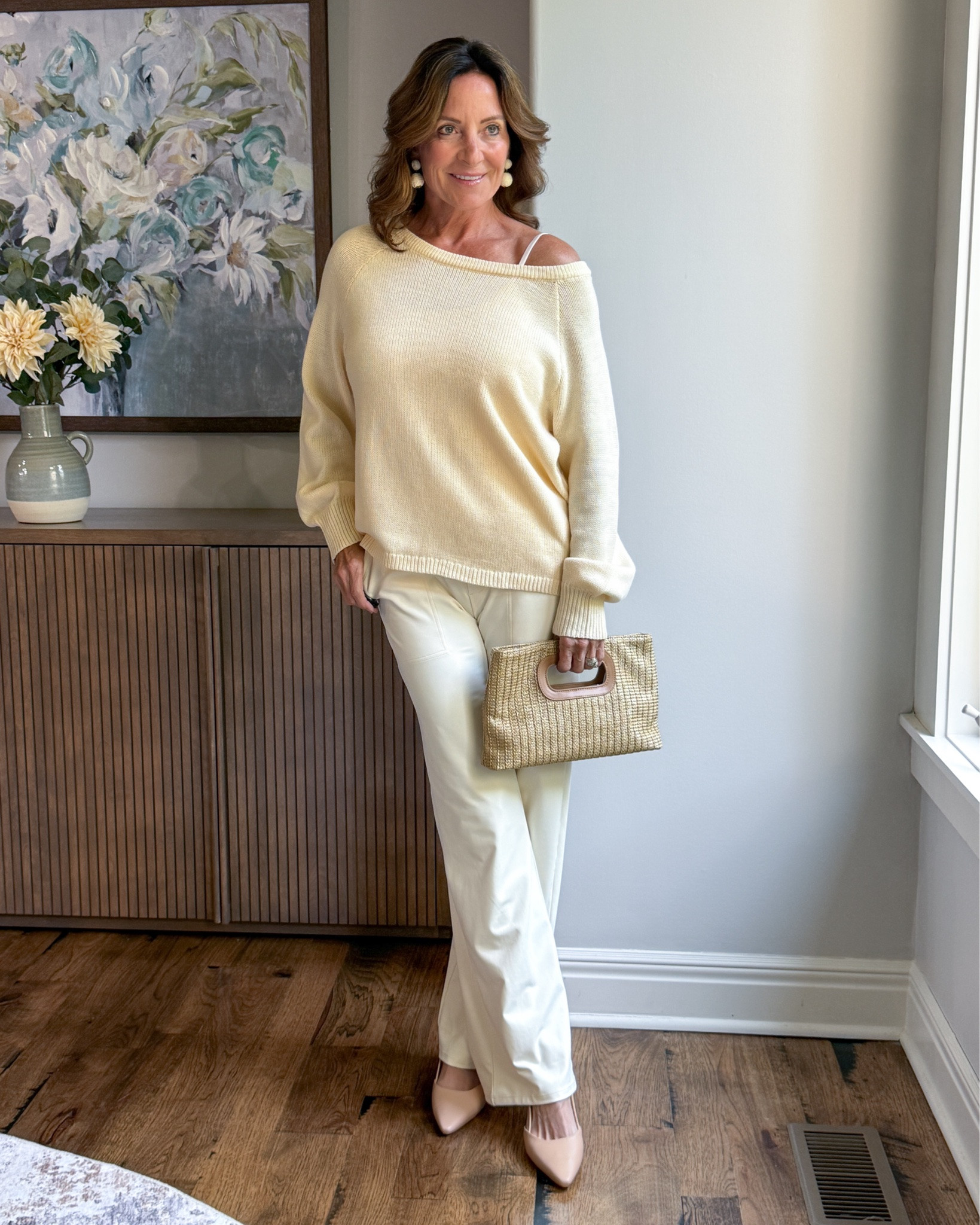 Monochrome Without Feeling Boring

Cream on cream makes an everyday outfit feel instantly more polished. The relaxed off-the-shoulder sweater keeps it soft and feminine, while tailored pants and pointed-toe flats dress it up just enough. An easy neutral outfit that works for dinner, date night or an elevated everyday look.

#neutralstyle #monochromeoutfit #sweaterstyle #womenover50 #falloutfit