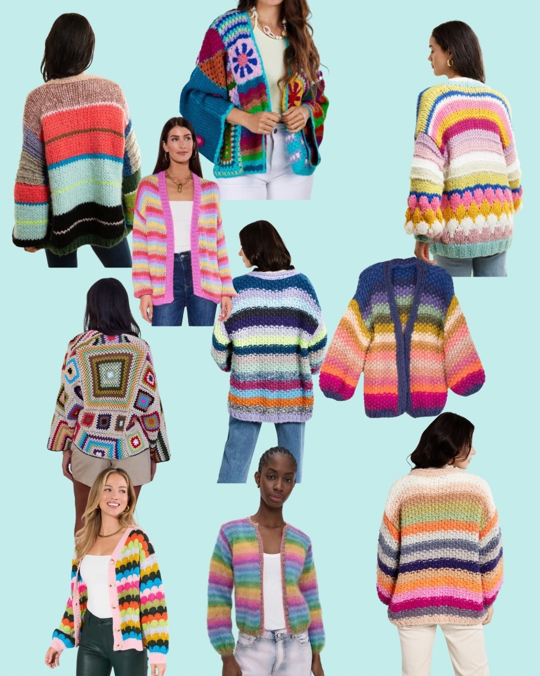 Find request: colorful loose cardigans