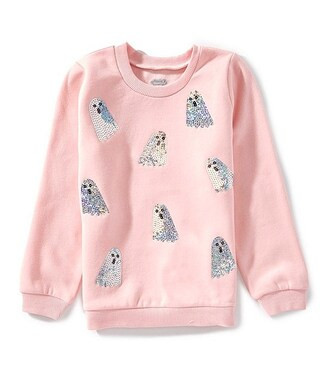 Mud Pie Little Girls Long Sleeve Sequin-Embellished Halloween Ghost Sweatshirt | Dillard's | Dillard's