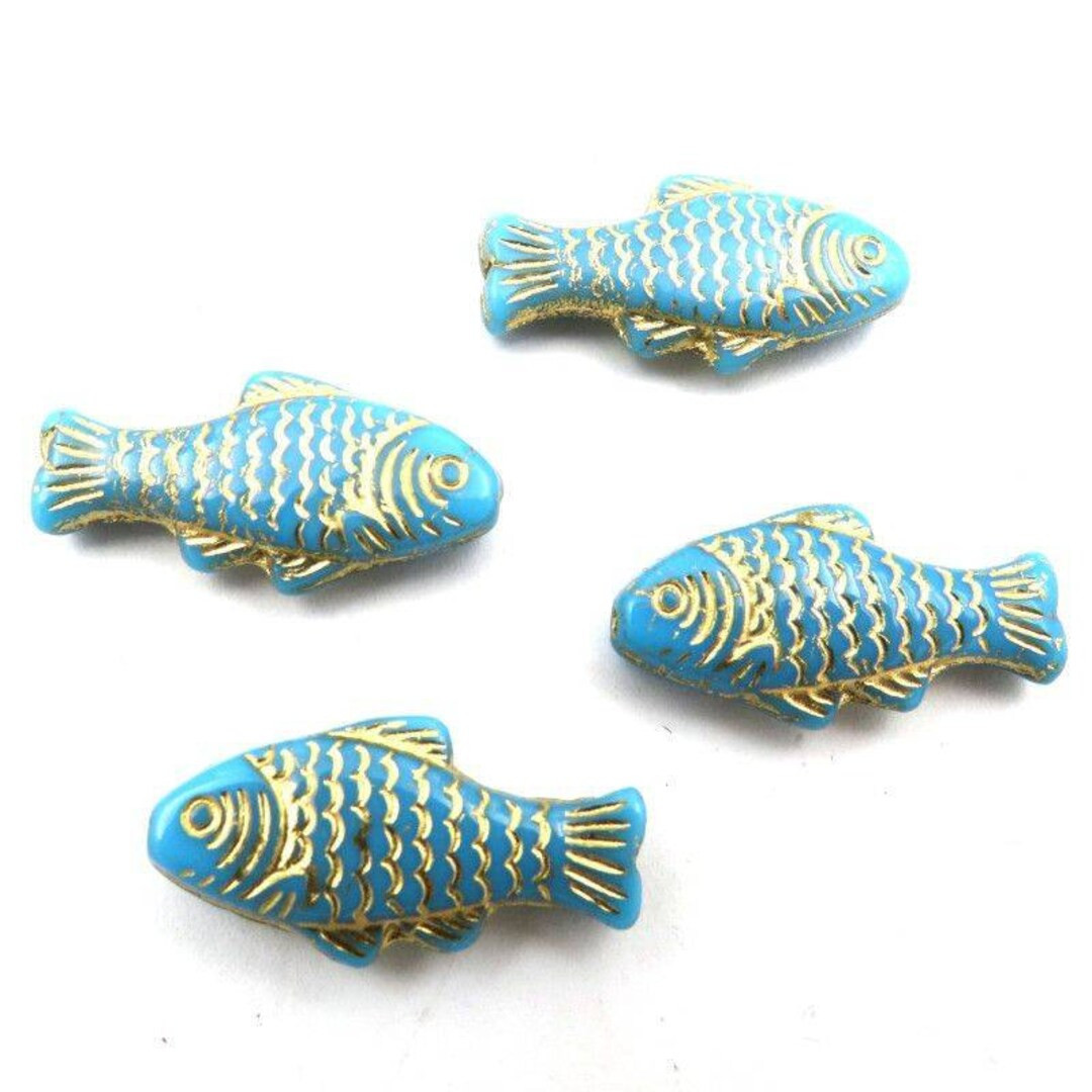 Set of 4 Czech Crystal Molded Fish Mosaic Embellishments 20mm - Etsy | Etsy (US)