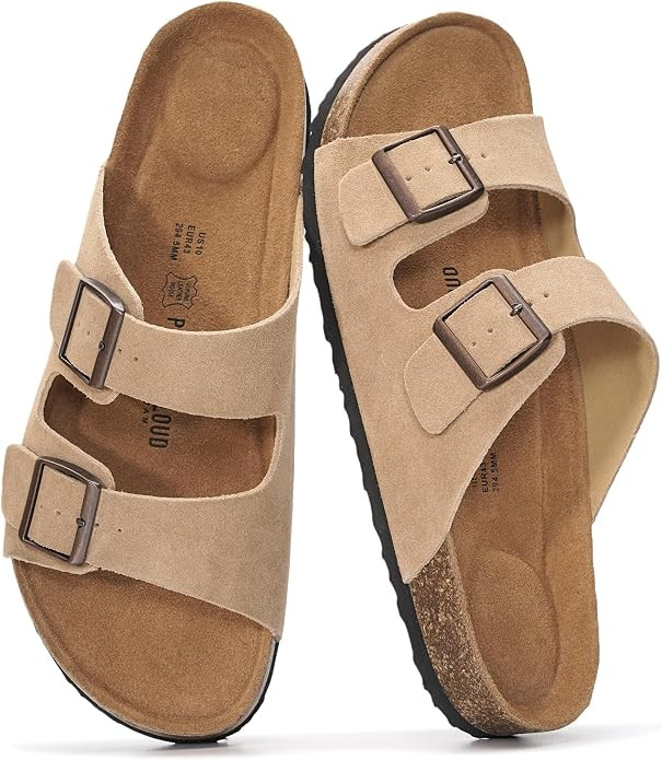 Project Cloud Mens Sandals, 100% Genuine Leather Mens Slides (Heritage) | Memory Foam Insole & Co... | Amazon (US)