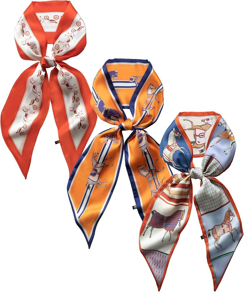 Raylarnia 3-Pack Satin Purse Bag Scarf for Women 59”Long Silky Twilly Scarves for Neck,Hair,Hea... | Amazon (US)