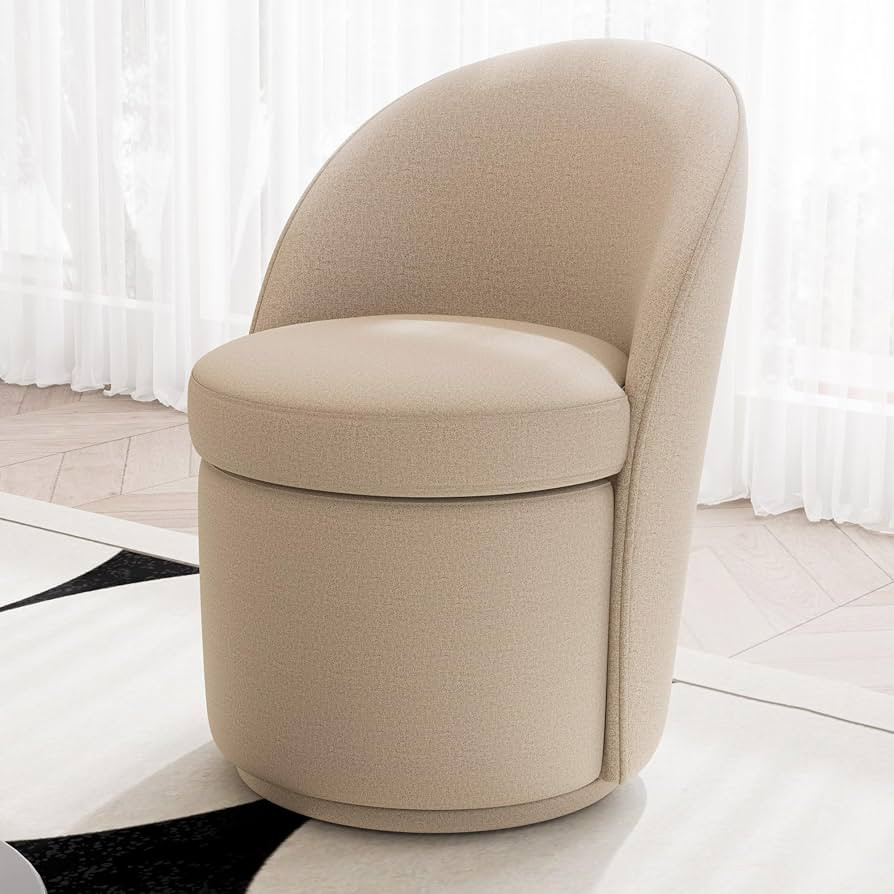 Rowill 360 Swivel Barrel Dining Chairs with Back, Modern Round Upholstered Chairs Boucle Fabric f... | Amazon (US)