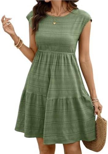 SHEWIN Women Summer Casual Mini Dress Lightweight Textured Boho Sundress with Pocket 2026 | Amazon (US)