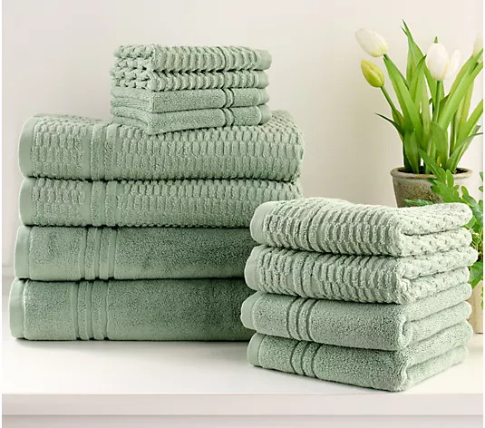 Home Reflections 100% Cotton Solid & Texture 12-pc Towel Set - QVC.com | QVC