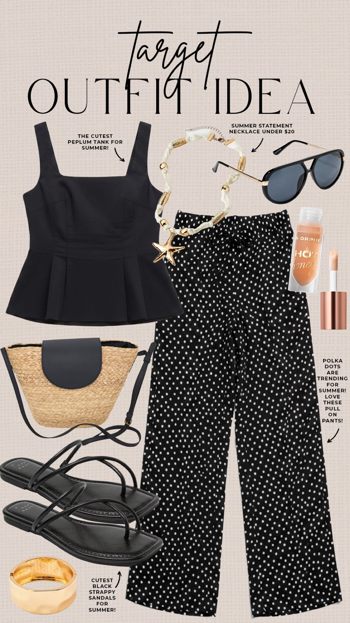 Trendy neutral summer outfit idea from Target!

#targetfinds

Target finds. Target fashion. Target summer style. Target black peplum summer tank. Target sandals. 

#LTKSaleAlert #LTKootd #LTKSeasonal