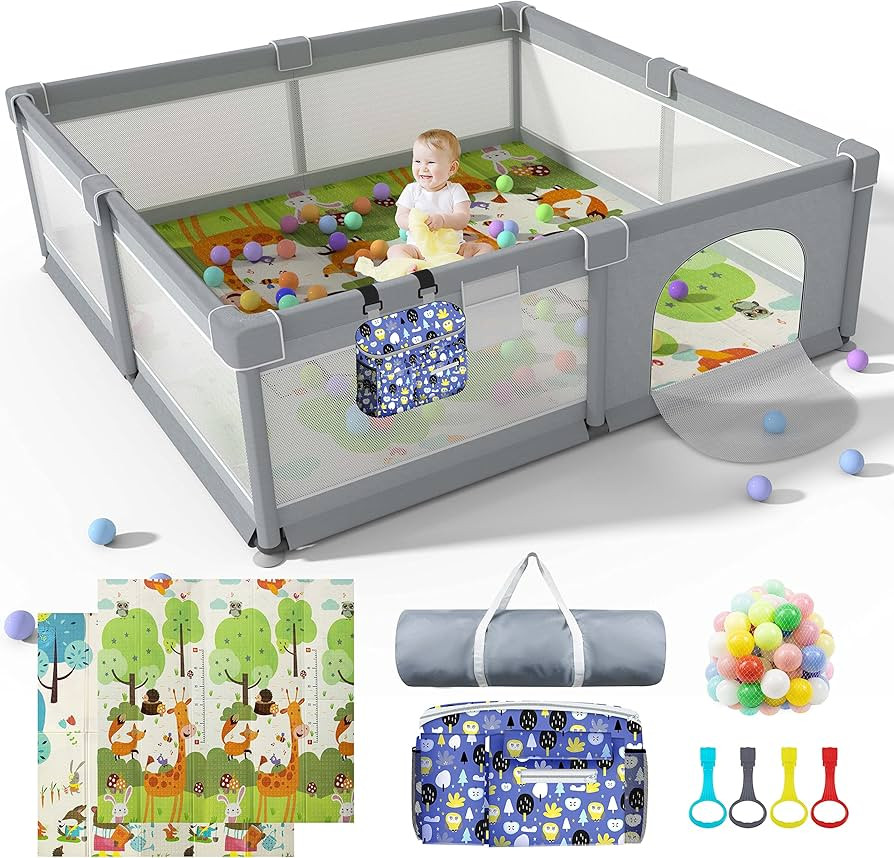 LUTIKAING 79"x71" Baby Playpen with Mat, Safe Playpen, Play Pen for Babies and Toddlers, Large Pl... | Amazon (US)