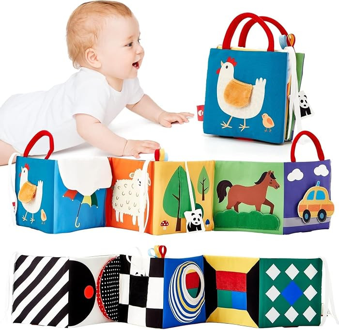 hahaland Baby Books Double-Sided High Contrast Newborn Toys | Amazon (US)