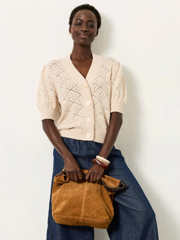 FatFace Clover Stone Knitted Short Sleeve Cardigan | Next US