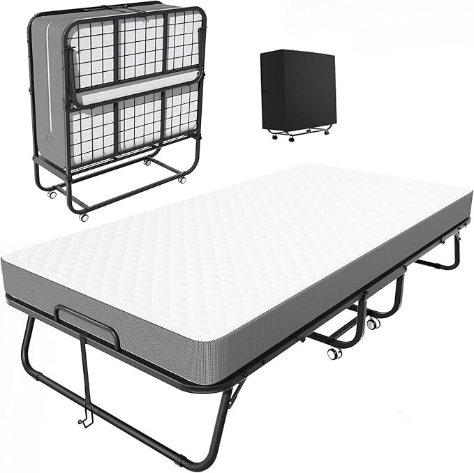 INTERGREAT Folding Bed with Mattress, Roll Away Beds with Mattress for Adults, Single Cot Foldabl... | Amazon (US)