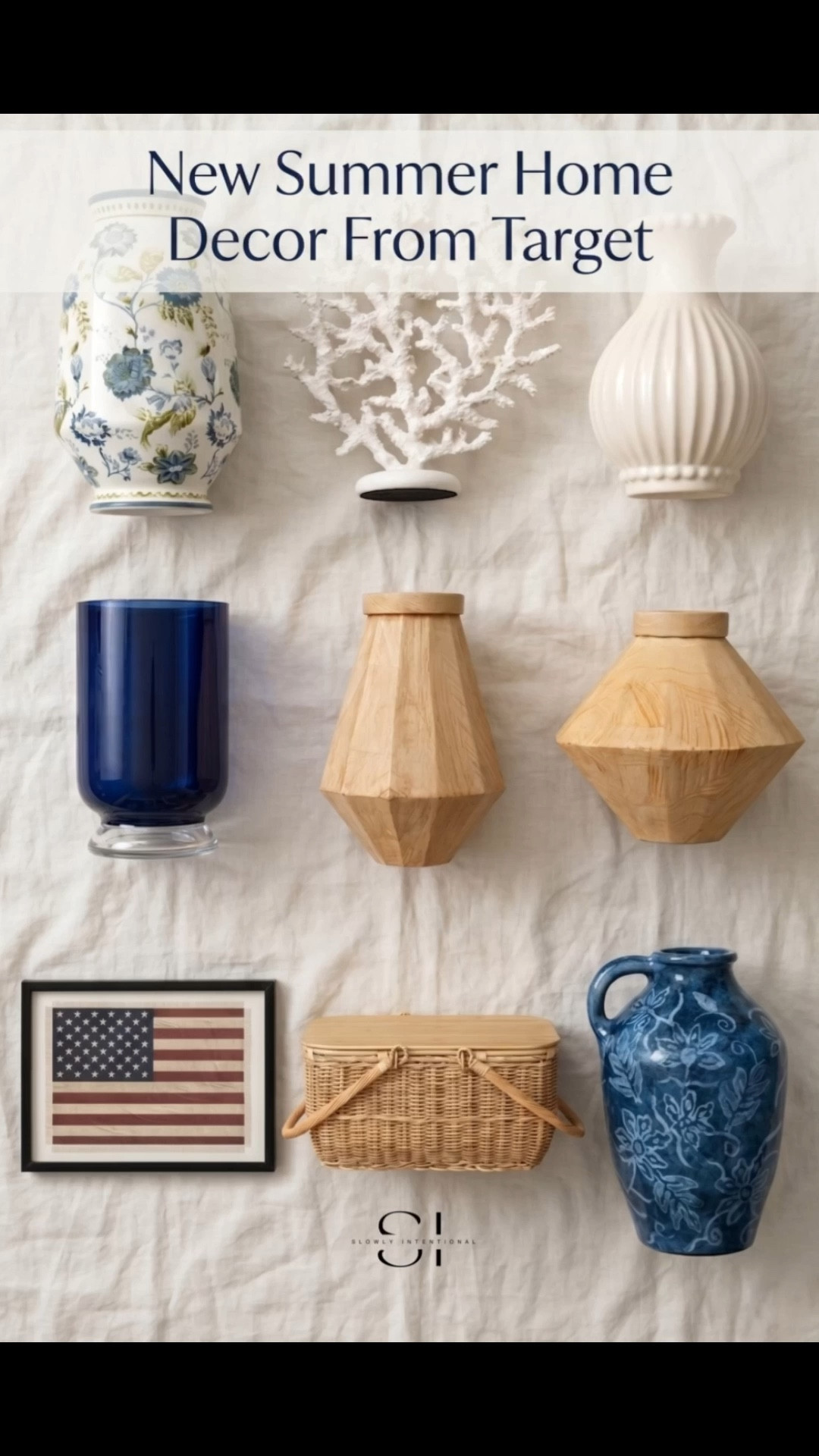 New Home Devor for that coastal look this summer. Target Home, Summer Decor, Blue and White, Coastal Grandmillennial, Patriotic Decor, Organic Modern, 4th of July, Target Style, Shelf Styling, Home Accents

#LTKHome