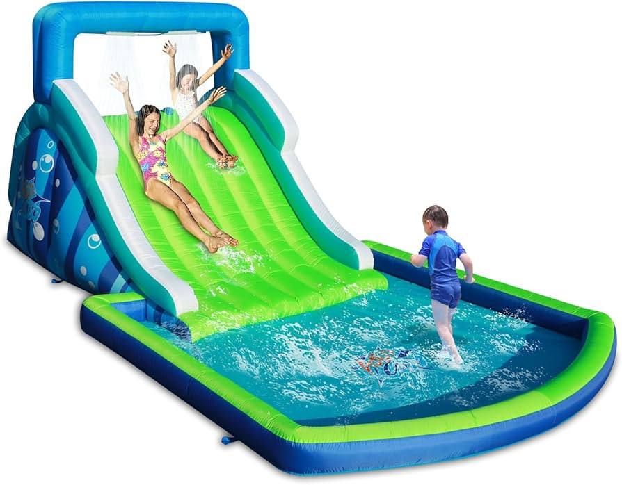 Action Air Inflatable Water Slide, Huge Blow Up Water Park with 102" Long Slide, Large Splash Poo... | Amazon (US)