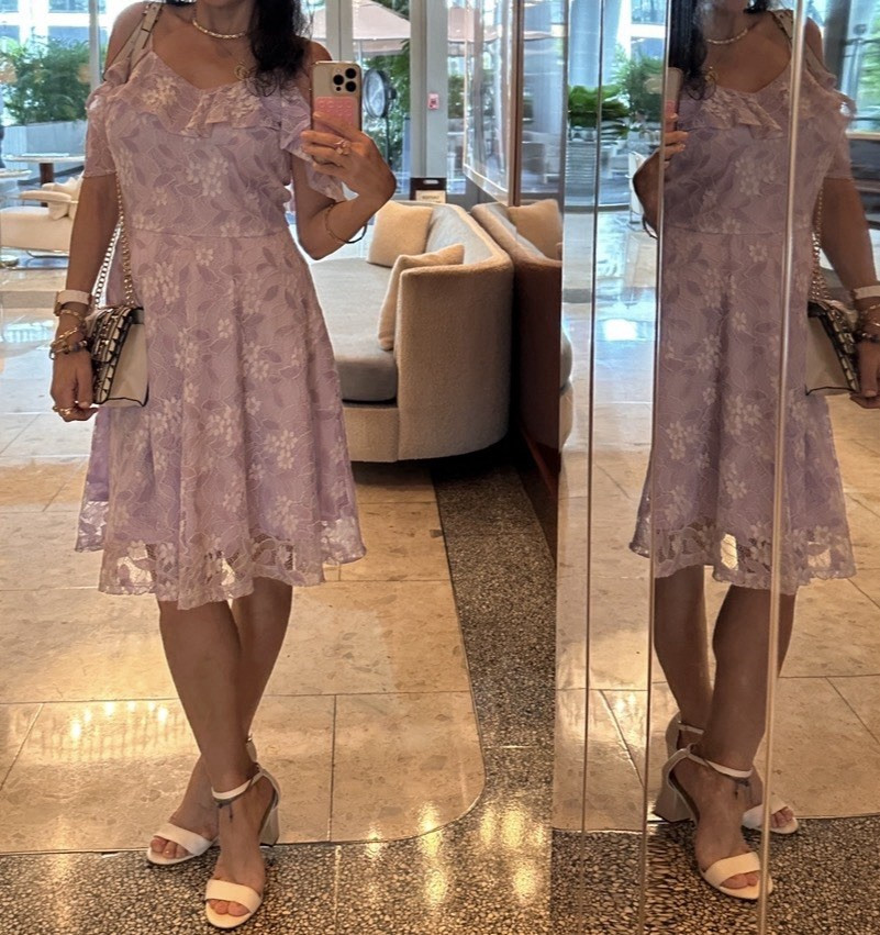Lace Women Cocktail Dress Lilac Medium Sleeveless Fit Flare | eBay US