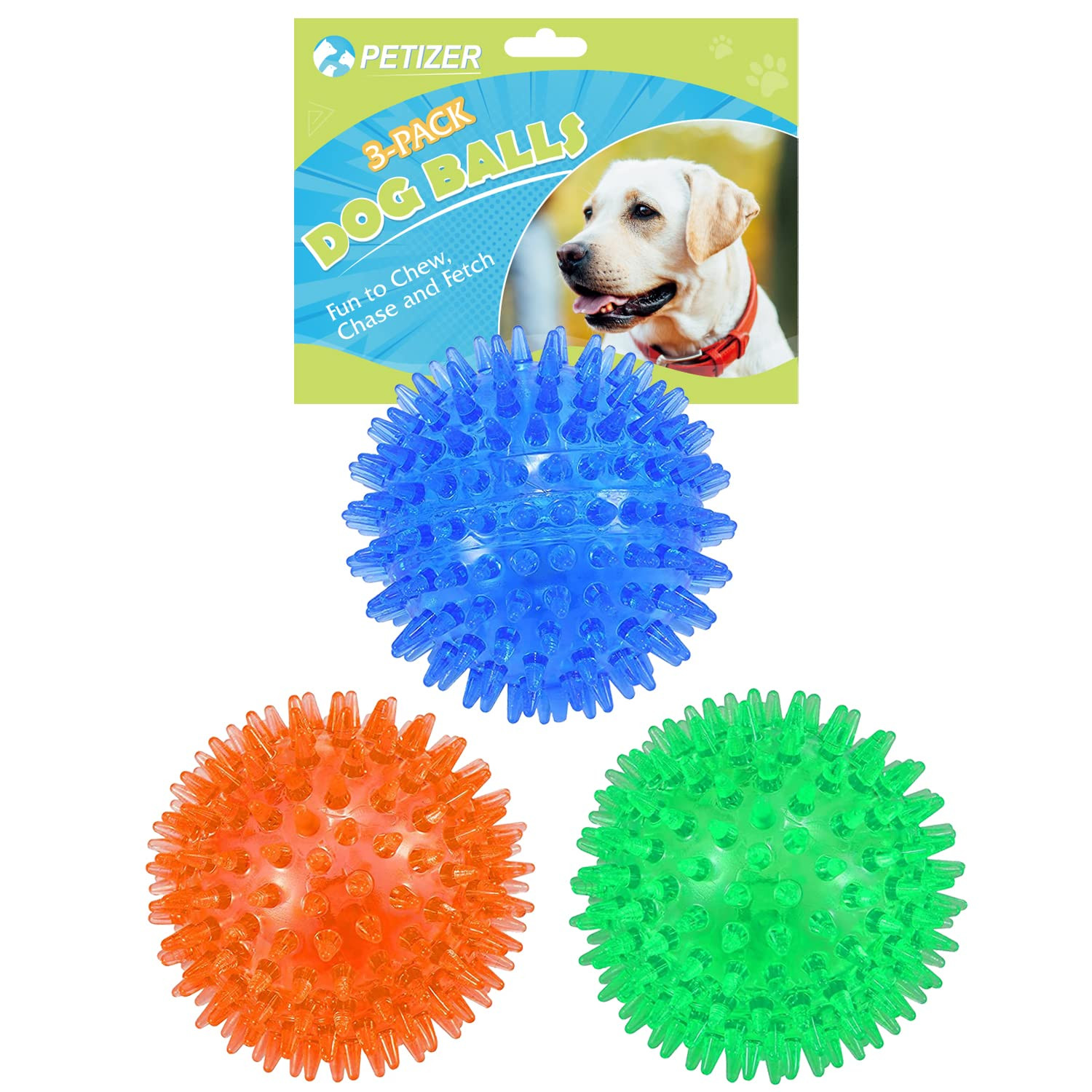 petizer 3 Pack 2.5” Squeaky Dog Toy Balls, Floating Pool Balls, Spiky Dog Balls Water Toys, Dur... | Amazon (US)