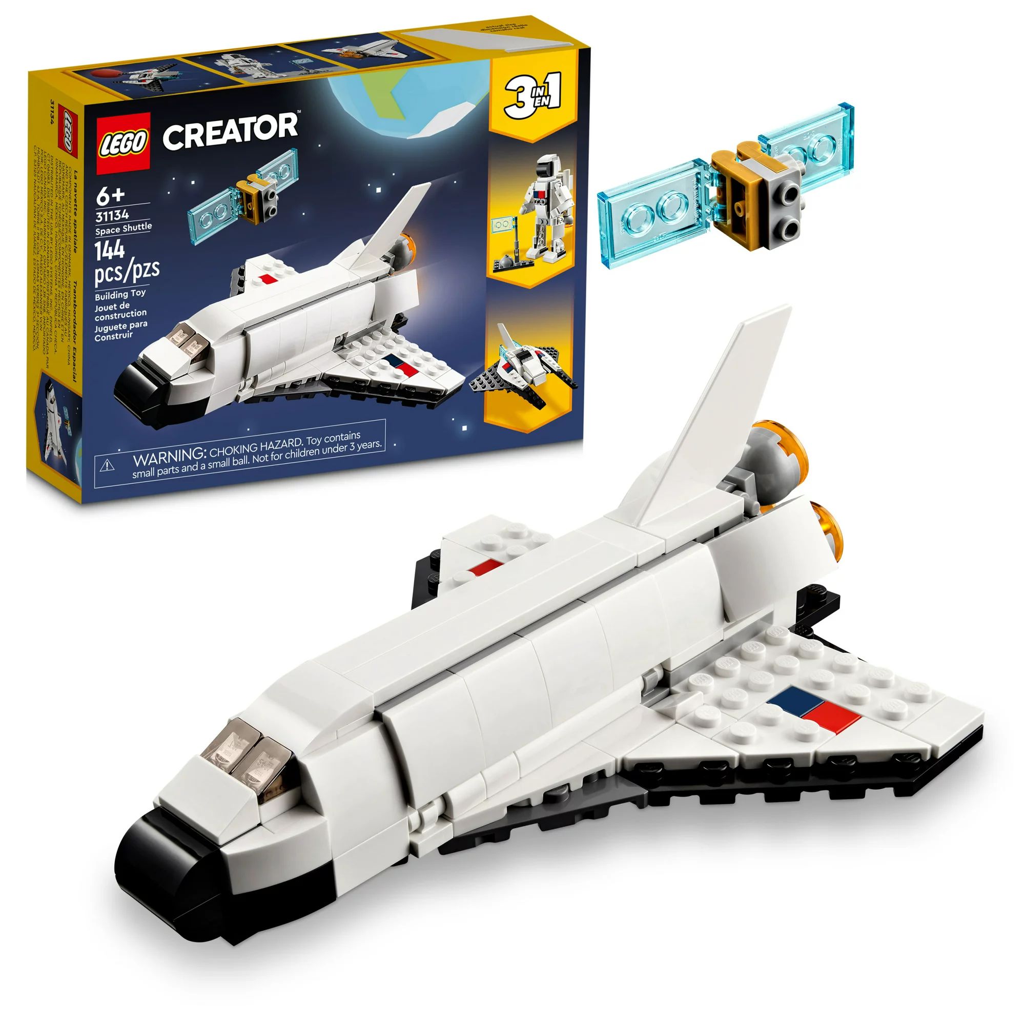 LEGO Creator 3 in 1 Space Shuttle Toy to Astronaut Figure to Spaceship 31134, Building Toys for K... | Walmart (US)