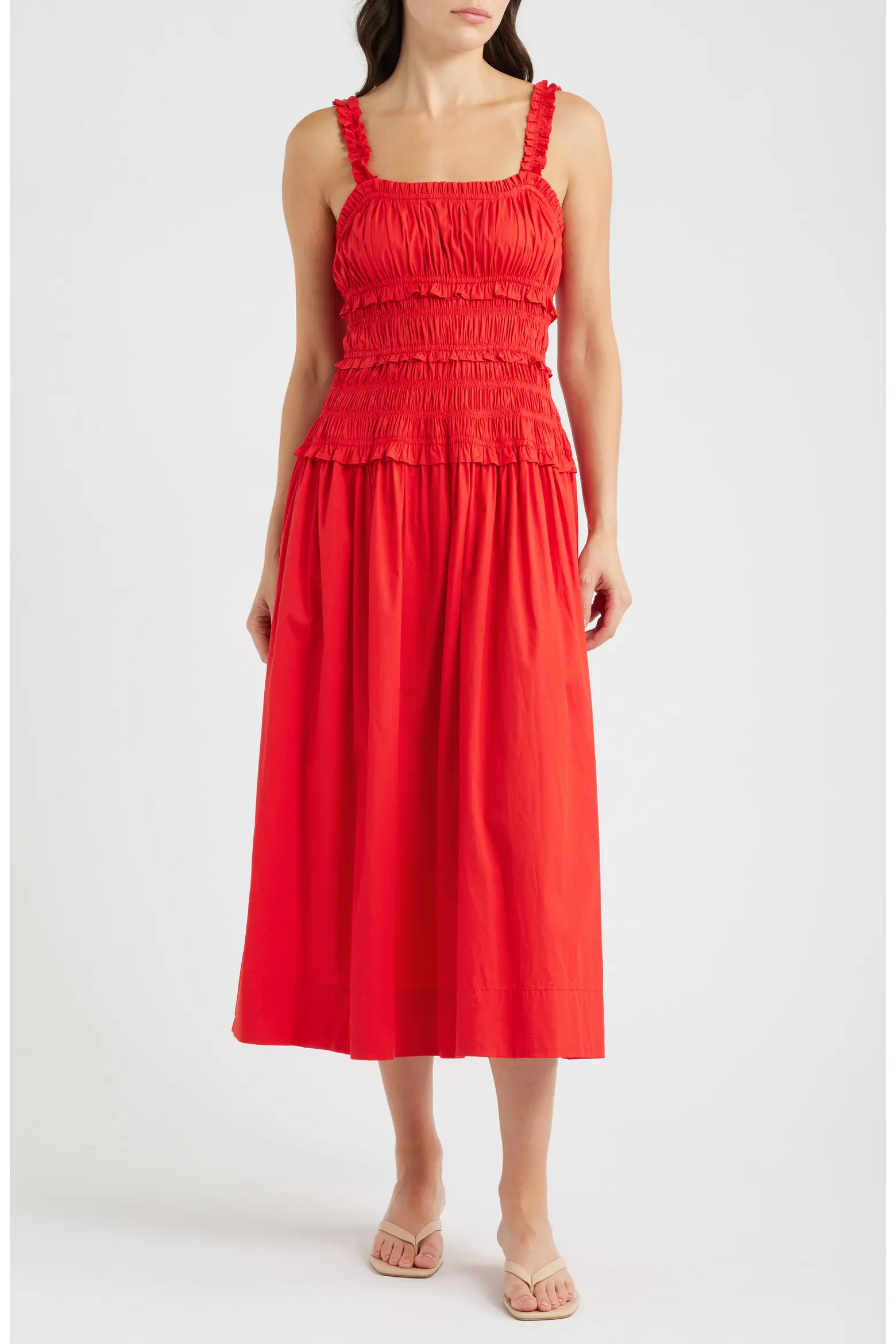 Ruffled Smocked Stretch Cotton Sundress (Women) | Nordstrom | Nordstrom