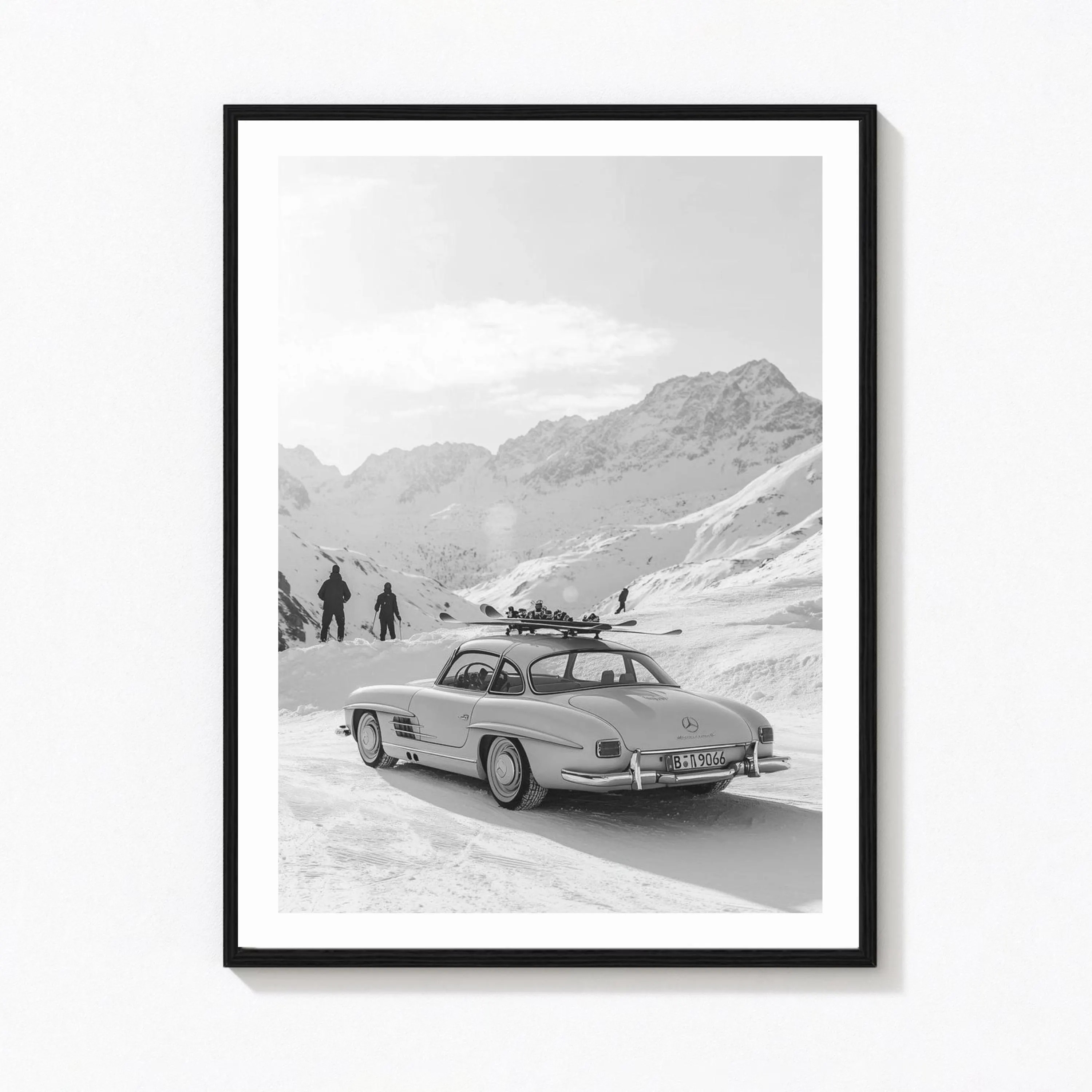 Vintage 1957 300SL Classic Car Roadster Apres Ski Poster, Vintage Fine Art Sports Photography Print, Black and White Luxury Fashion Wall Art | Etsy (Global)