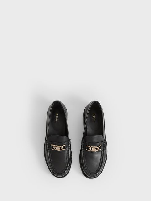 Reiss Black Charlotte Leather Loafers | Reiss US