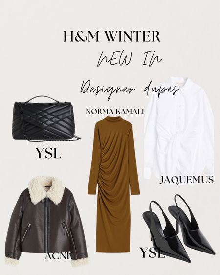 H&M dupes, designer dupes, ysl dupe, Borg jacket, patent slingbacks, ysl bag dupe, Norma kamali, jacquemus shirt