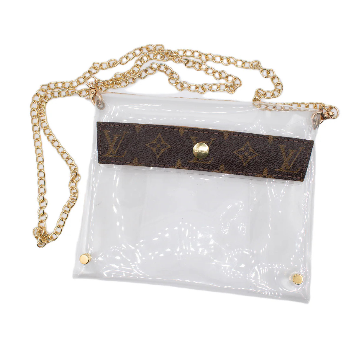 LOT #236 - Upcycled LV Monogram Clear Cross Body Purse | Sparkl
