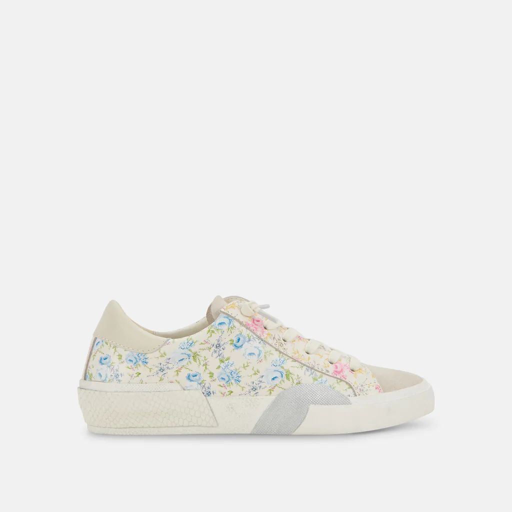 ZINA SNEAKERS BLUE FLORAL LEATHER | DolceVita.com