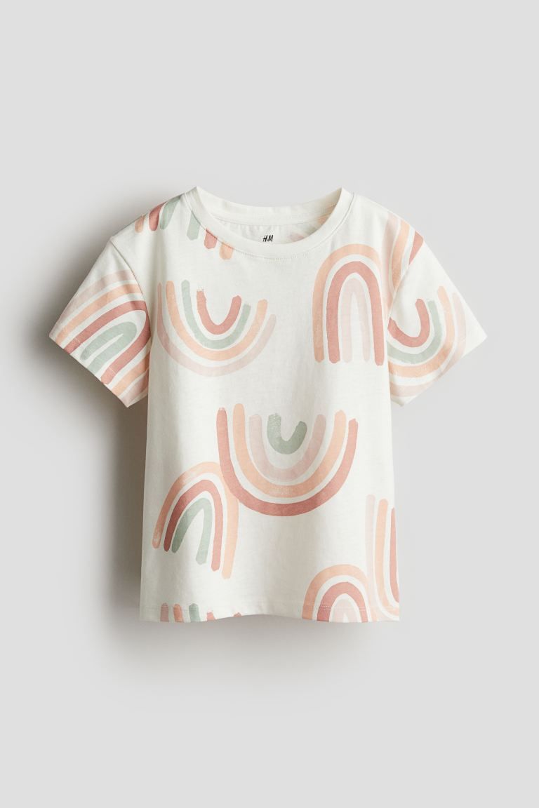 Printed T-shirt - Natural white/rainbows - Kids | H&M US | H&M (US + CA)