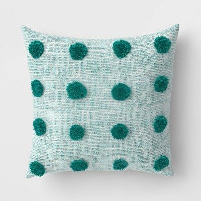 Textured Pom Striped Outdoor Throw Pillow Teal - Opalhouse™ | Target