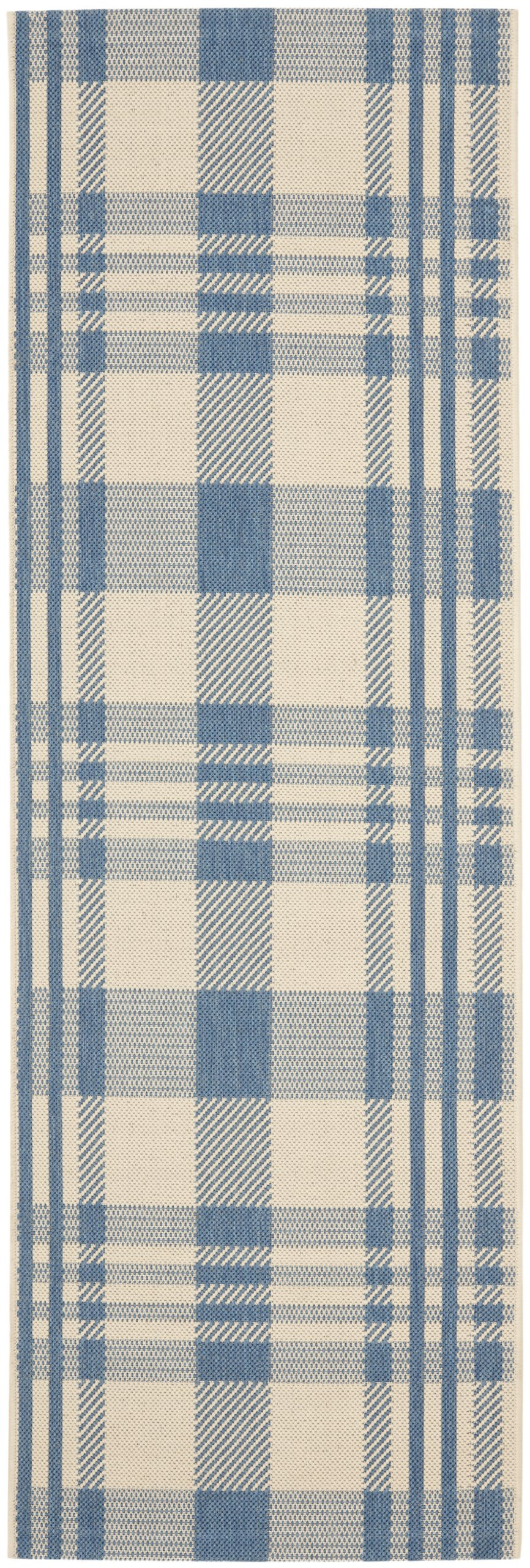 SAFAVIEH Courtyard Collection 2'3" x 14' Beige/Blue CY6201 Plaid Indoor/ Outside Waterproof Easy ... | Amazon (US)