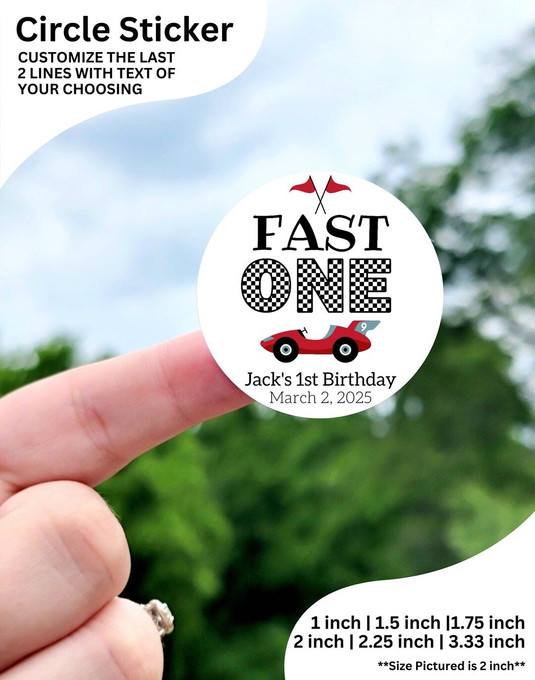 Fast One 1st Birthday Stickers Custom Car Birthday Party Sticker, Race Car 1st Birthday Stickers,... | Etsy (US)