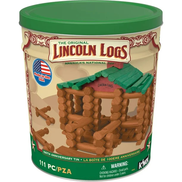 Lincoln Logs 100th Anniversary 111 Pieces Collectible Tin - Walmart.com | Walmart (US)