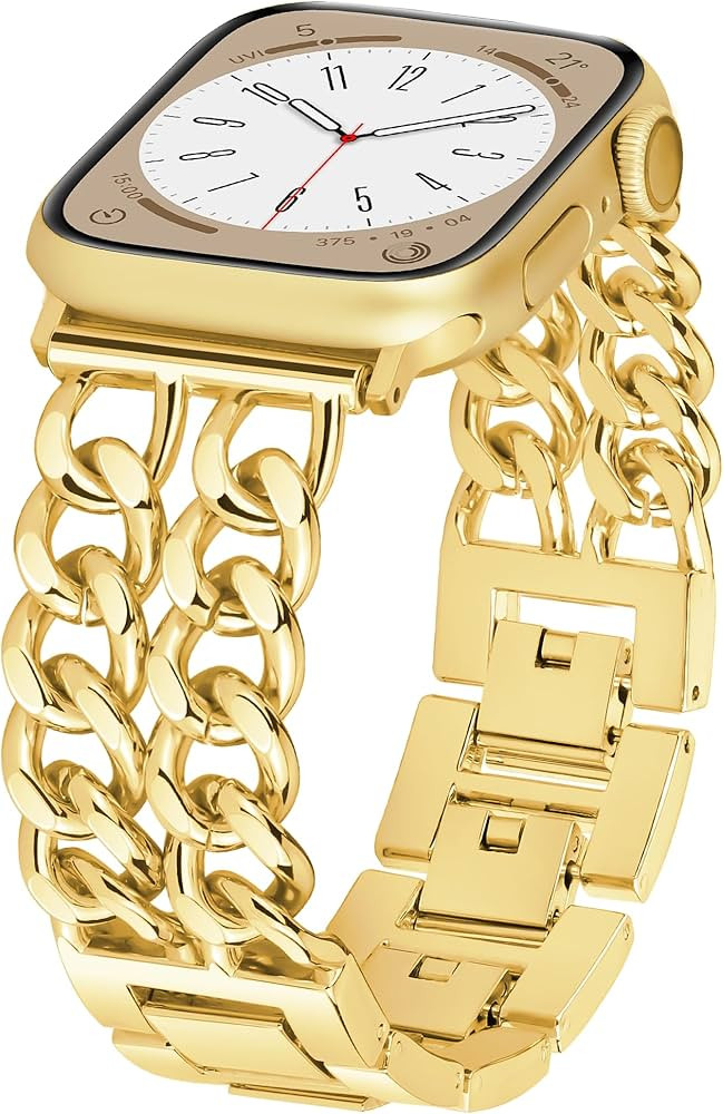 Compatible with Dressy Designer Apple Watch Bands for Women Men 40mm 41mm 38mm, Double Chain Desi... | Amazon (US)