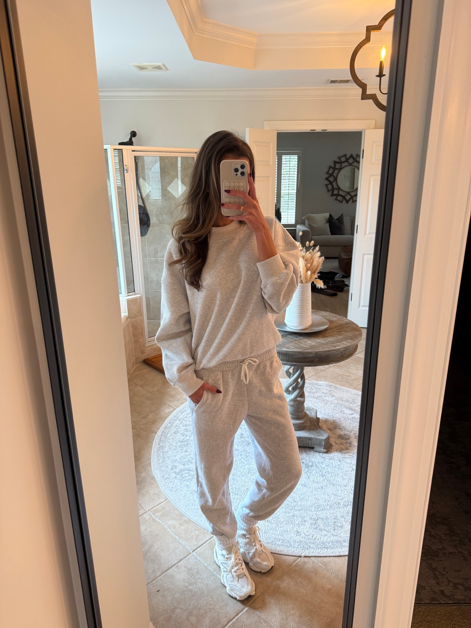 Abercrombie sweat set. Wearing a small in the joggers and I sized up to a medium in the sweatshirt. Use code: AFFLEECE for an extra 15% off. 

#LTKSaleAlert