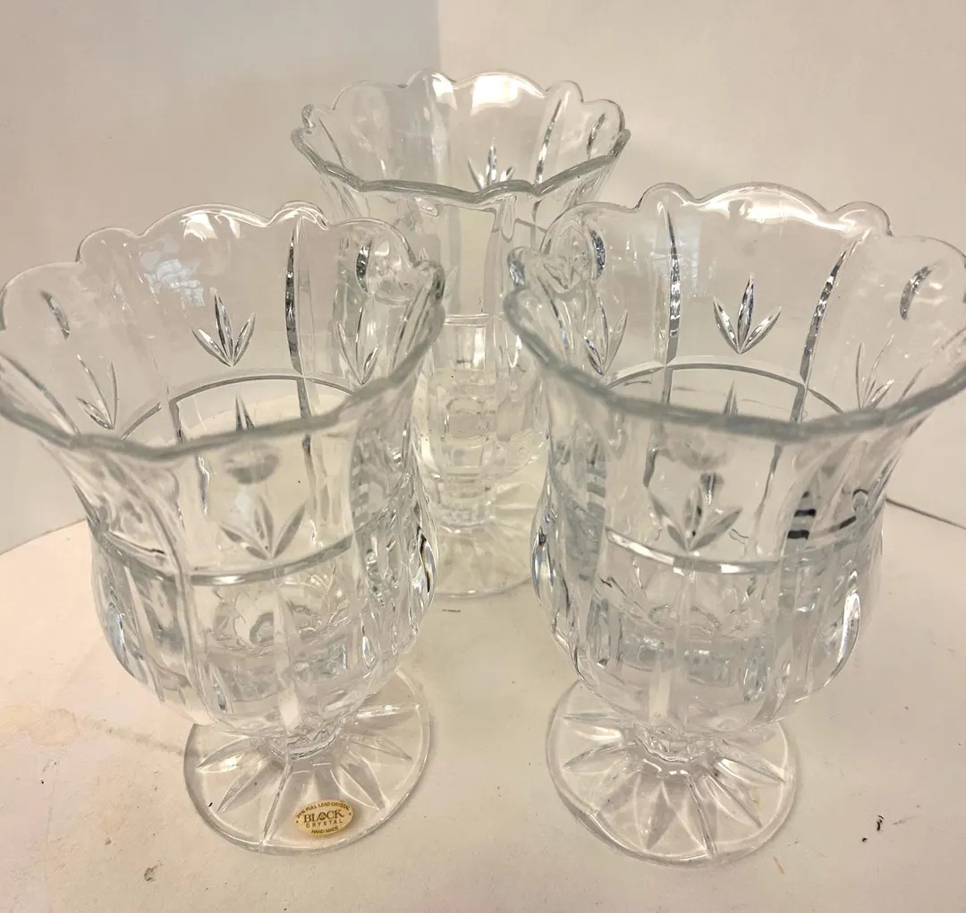 Block Crystal Tulip Garden Hurricane Candle Holder Set of 3 - Etsy | Etsy (US)
