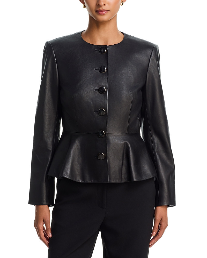 Veronica Beard Quinn Peplum Leather Jacket | Bloomingdale's (US)